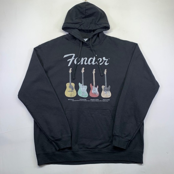 Fender Guitar Hoodie Size XL Graphic Sweatshirt Port & Company Black - Picture 2 of 12